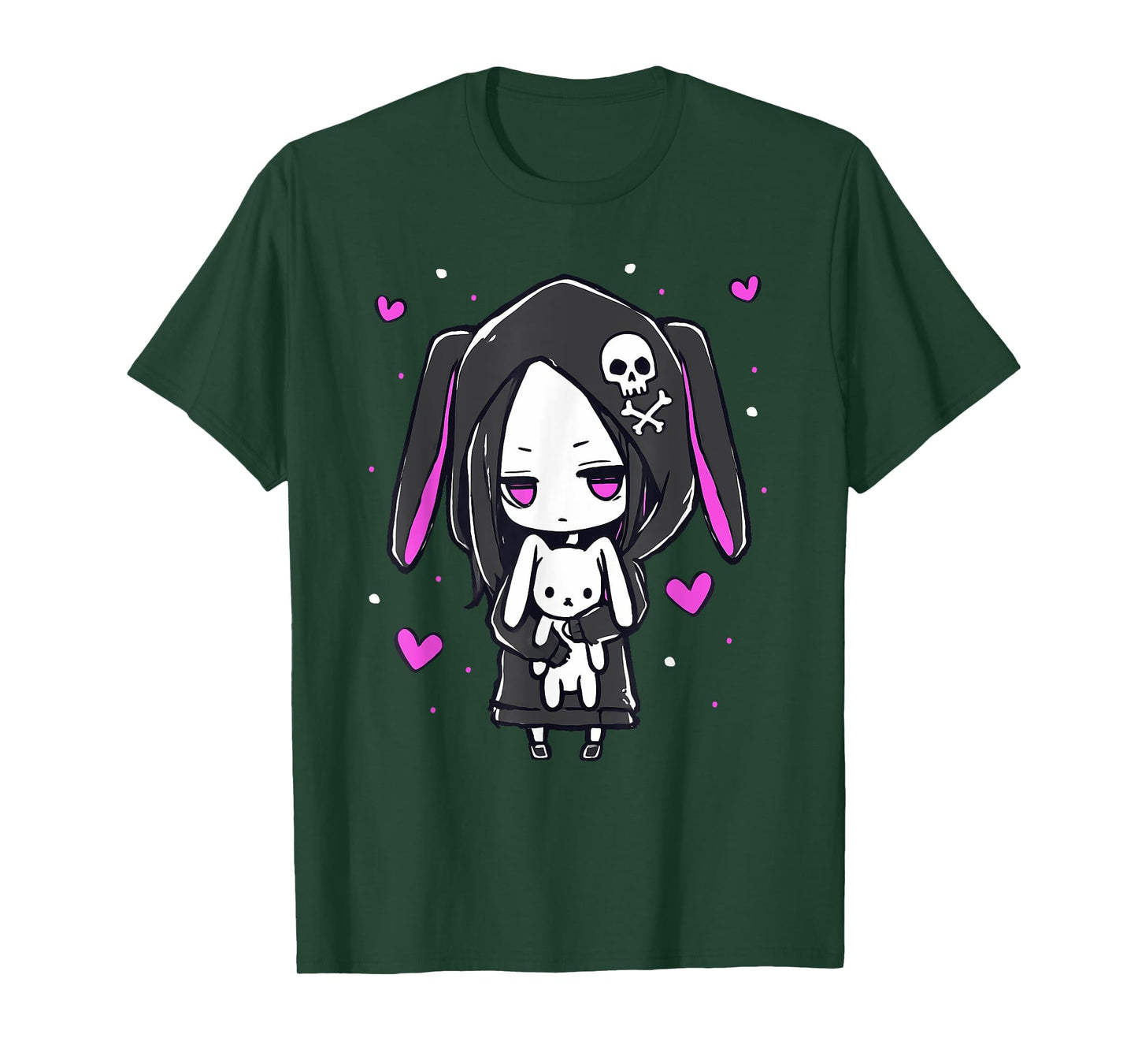 Kawaii Goth Bunny Anime Pastel Emo Creepy Cute Girl T-Shirt