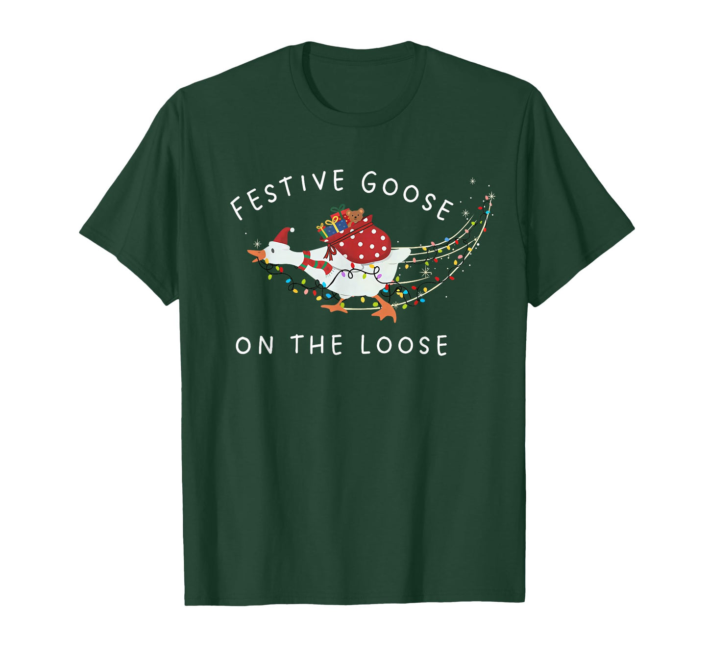Festive Goose On The Loose Funny Goosemas Christmas Pajama T-Shirt