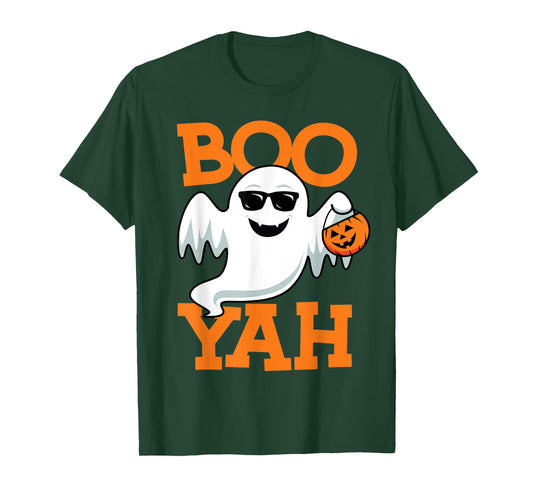 Ghost Boo Yah Funny Halloween Shirt Spooky Booyah Boys Girls T-Shirt