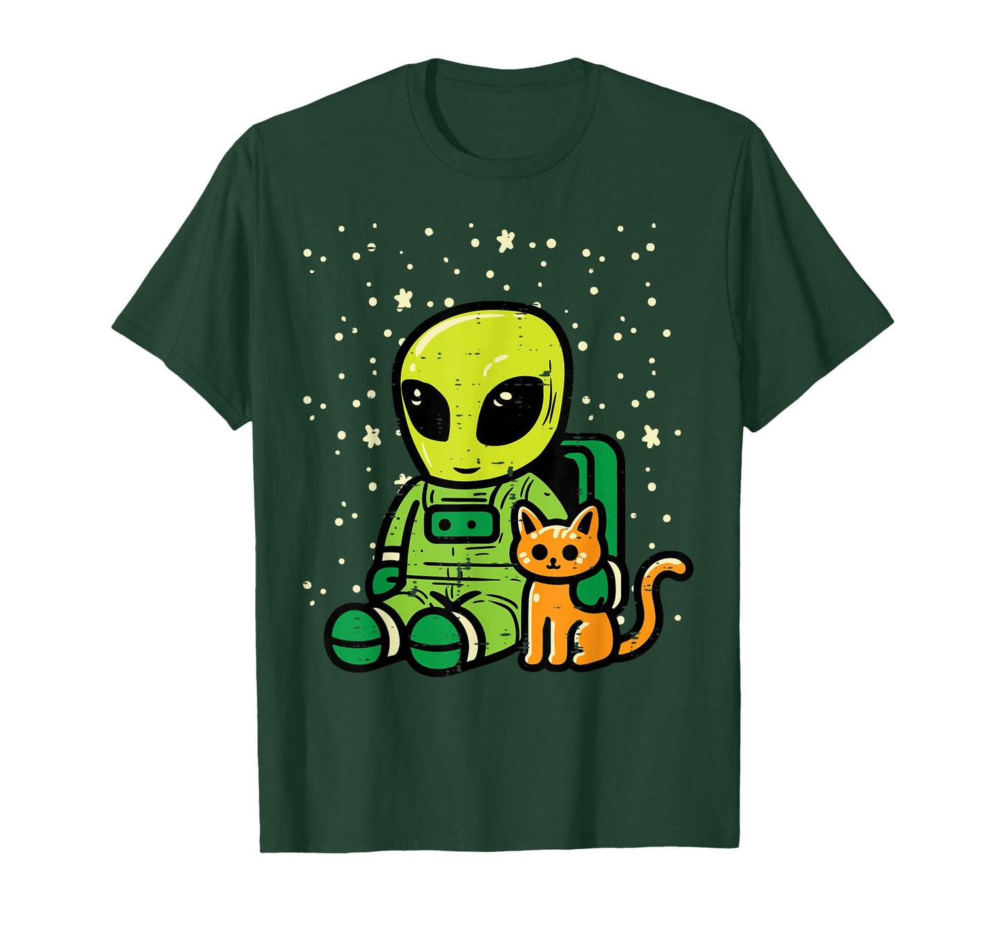 Alien Astronaut Cat Sitting Cute Ufo Girls Boys Kids Women T-Shirt