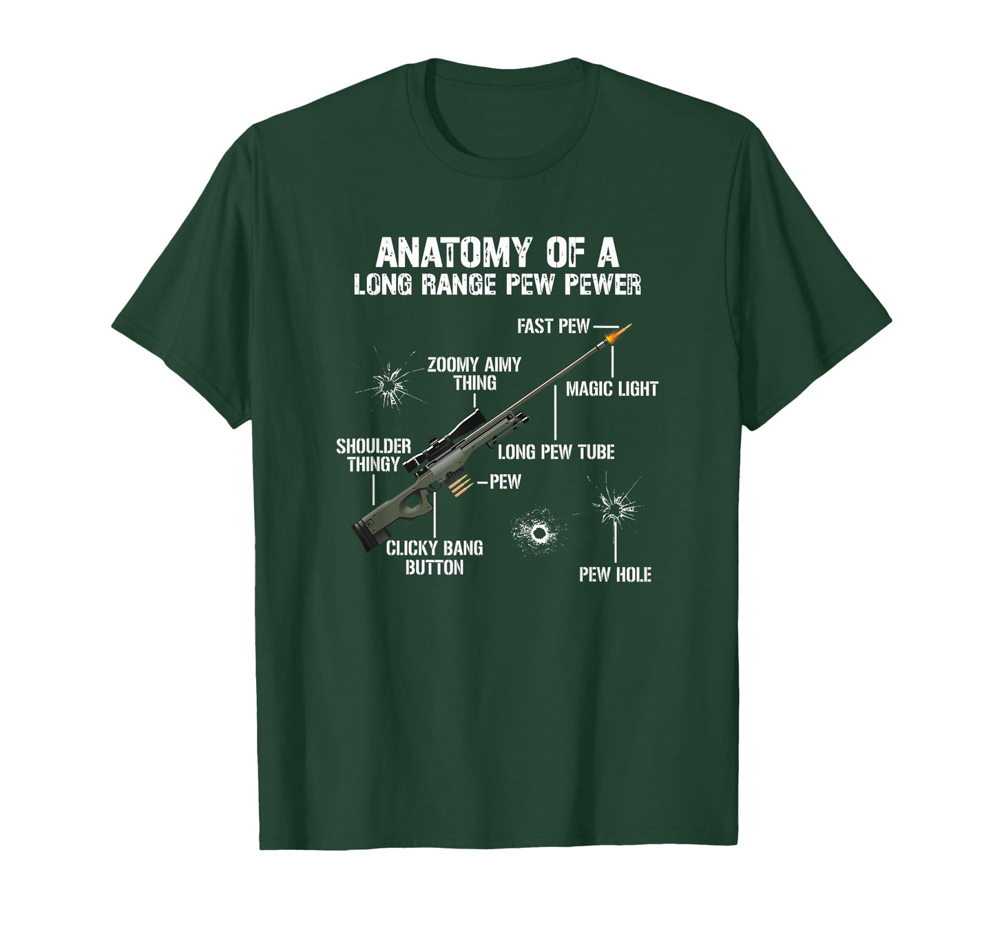 Anatomy Of A Pew Pewer - Funny Guns Sniper Gun Gaming Saying T-Shirt