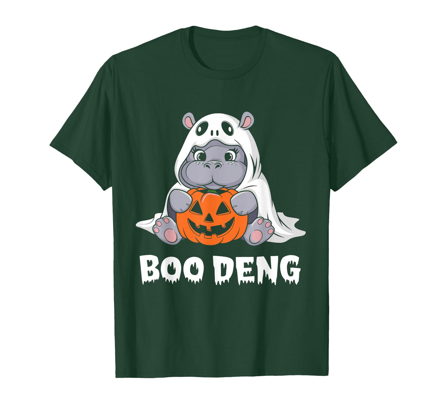 Funny Halloween Moo Deng Baby Hippo Boo Deng Ghost Costume T-Shirt