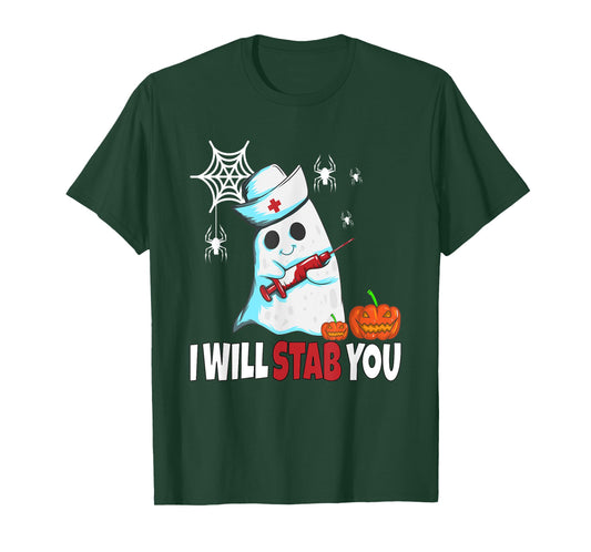 Halloween Nurse Ghost Disguise I Will Stab You T-Shirt