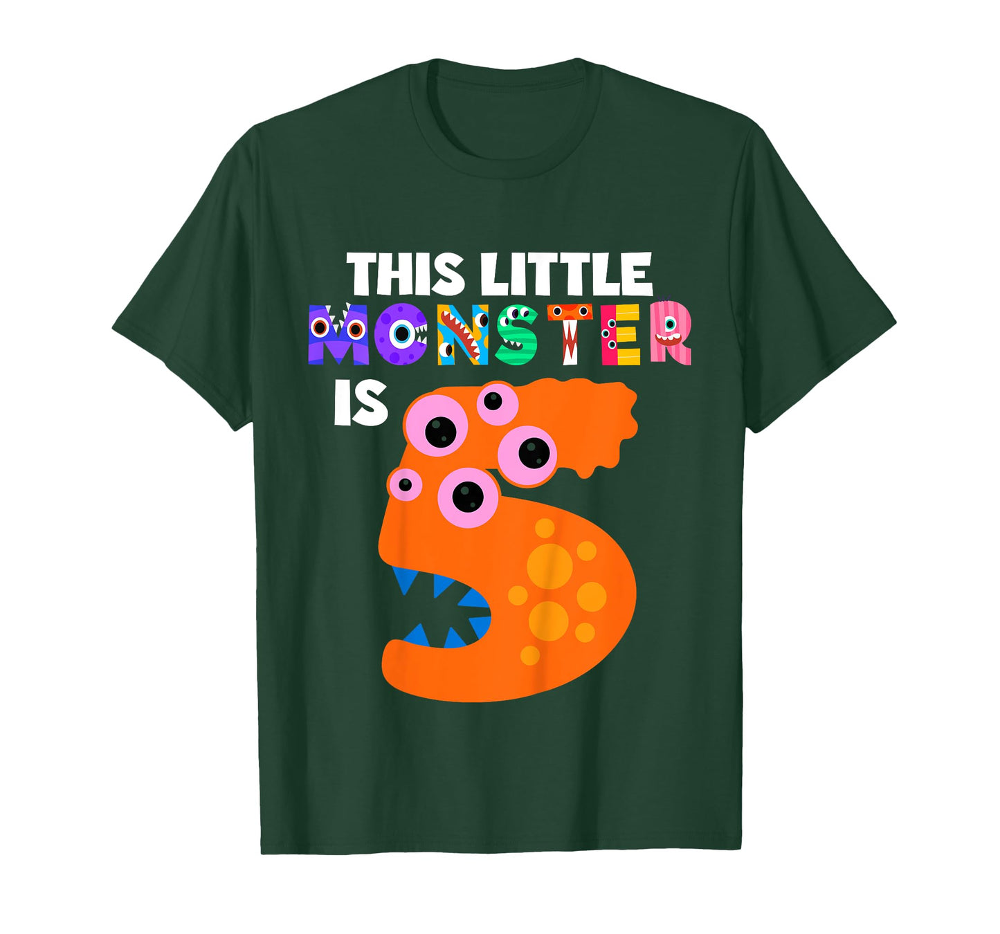 This Little Monster is 5 Five Years 5th Birthday Party Alien T-Shirt