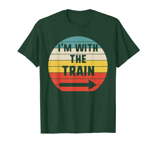 I'm With train Halloween Matching Couple Costume Vintage T-Shirt