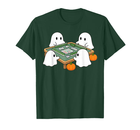 Halloween Ghost Playing Mahjong Spooky Mahjong Funny Costume T-Shirt