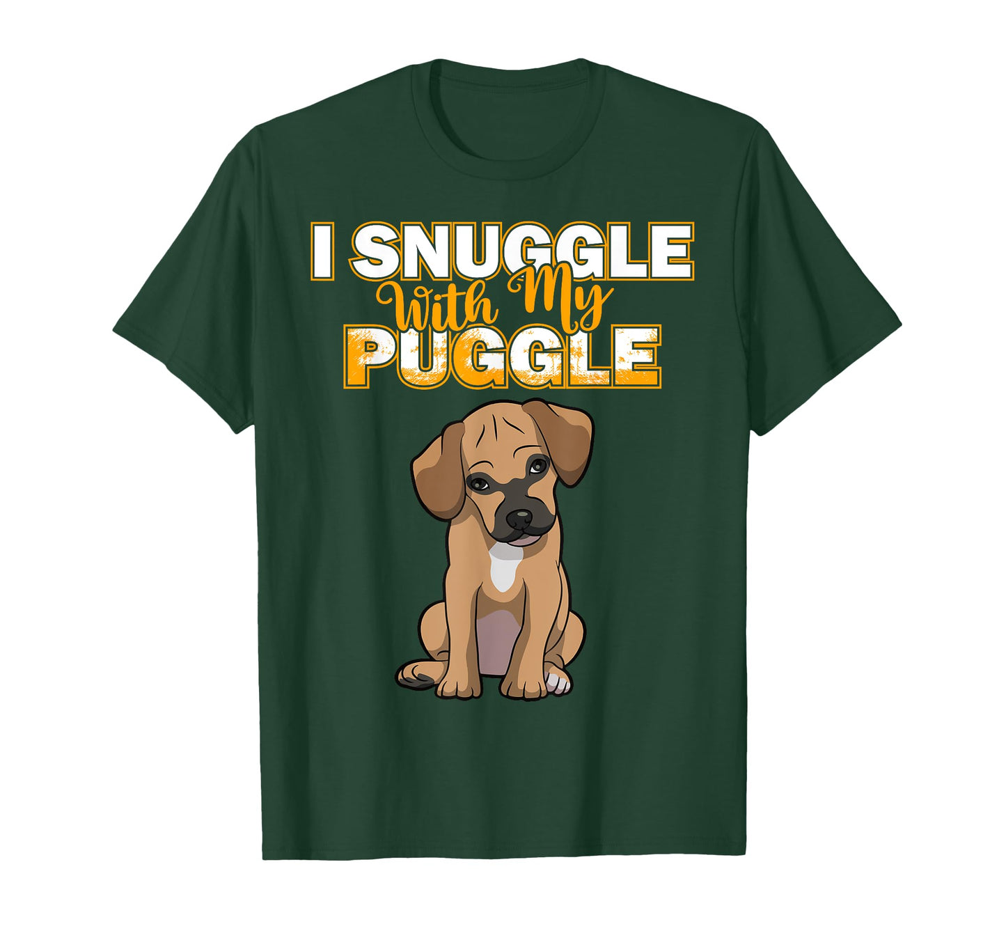 Funny Puggle Shirt Women's Puggle T-Shirt I Snuggle With My Puggle Shirt Black Cartoon Short Sleeve Size Small