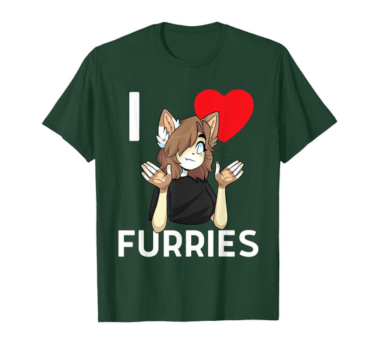 Cute I Heart Furries Furry Fandom Love T-Shirt