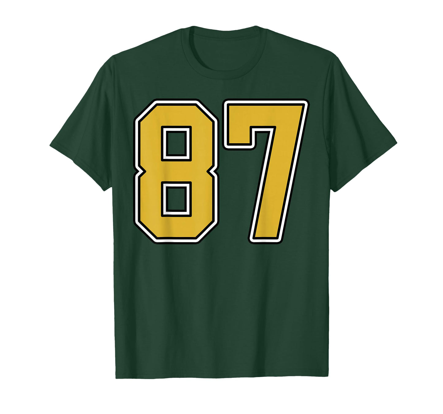 Old Gold Black White Sports Number 87 Jersey Uniform Player T-Shirt