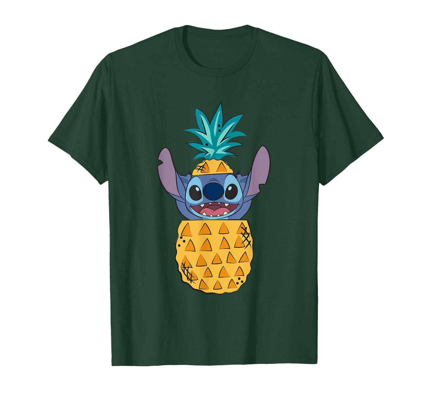 Disney Lilo & Stitch Cute Pineapple Surprise Chest Portrait T-Shirt