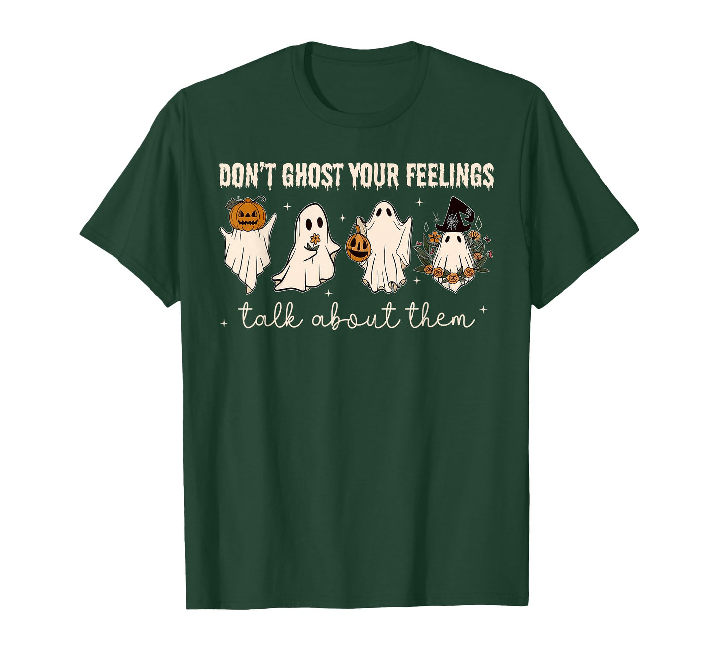 Retro Halloween Mental Health Don't Ghost Your Feelings T-Shirt