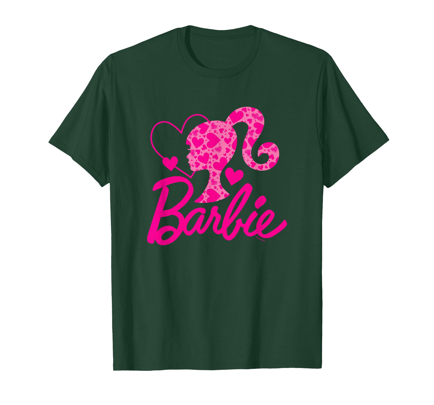 Barbie Black Heart Logo Crew Neck T-Shirt - Classic Fit, Short Sleeve, Cotton-Polyester Blend