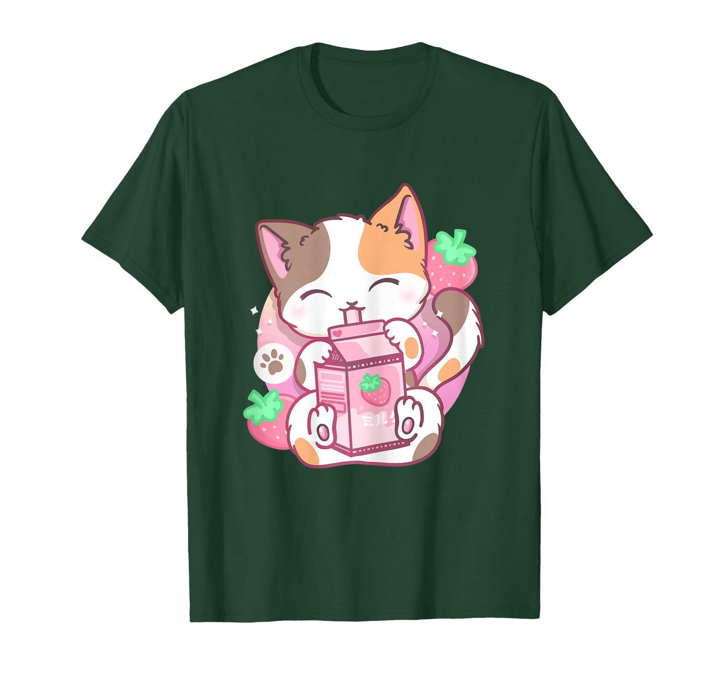 Strawberry Shake Strawberry Milk Cat Kawaii Neko Anime T-Shirt