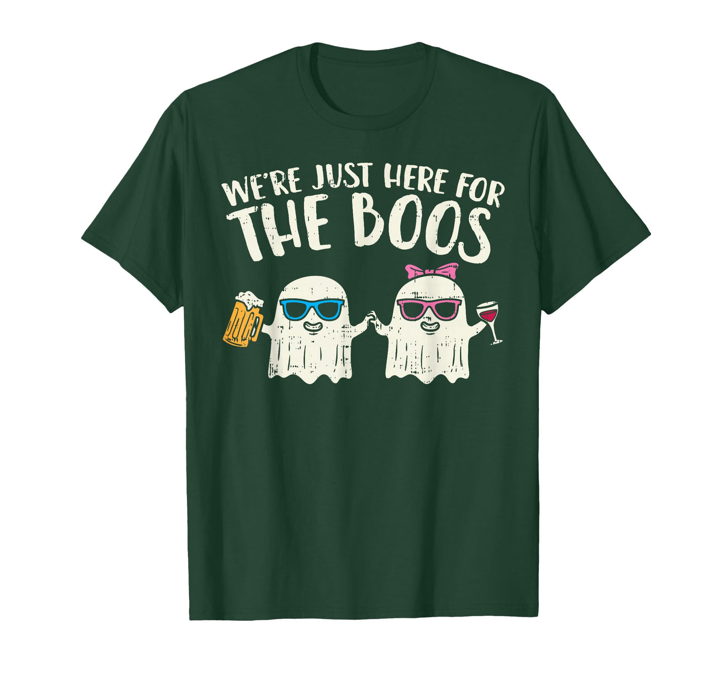 We're Just Here For Boos Ghosts Halloween Costume For Couple T-Shirt