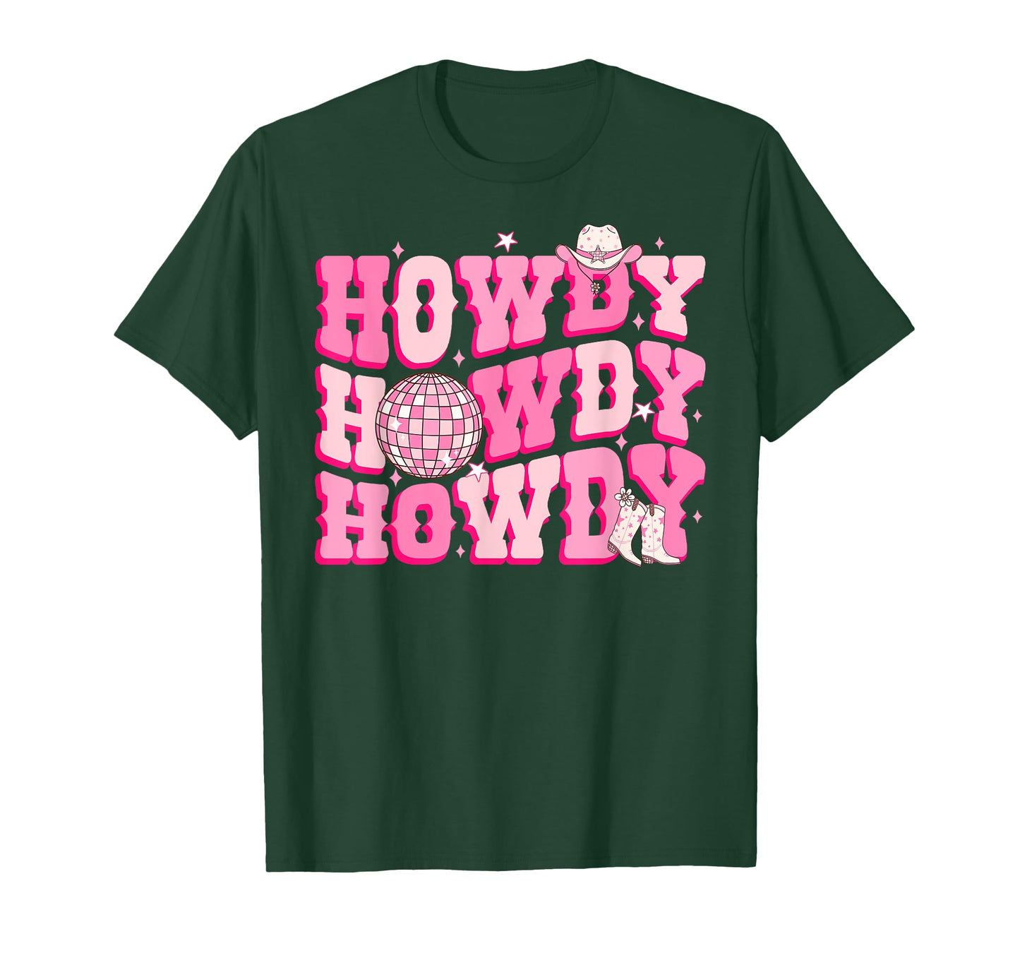 Howdy Southern Western Country Rodeo Pink Cowgirl Disco T-Shirt