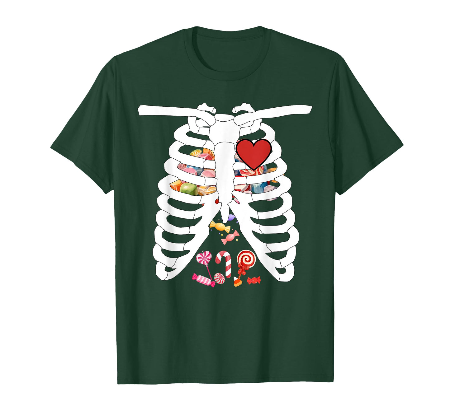 Skeleton Rib Cage X-ray Candy Funny Halloween Costume Kids T-Shirt