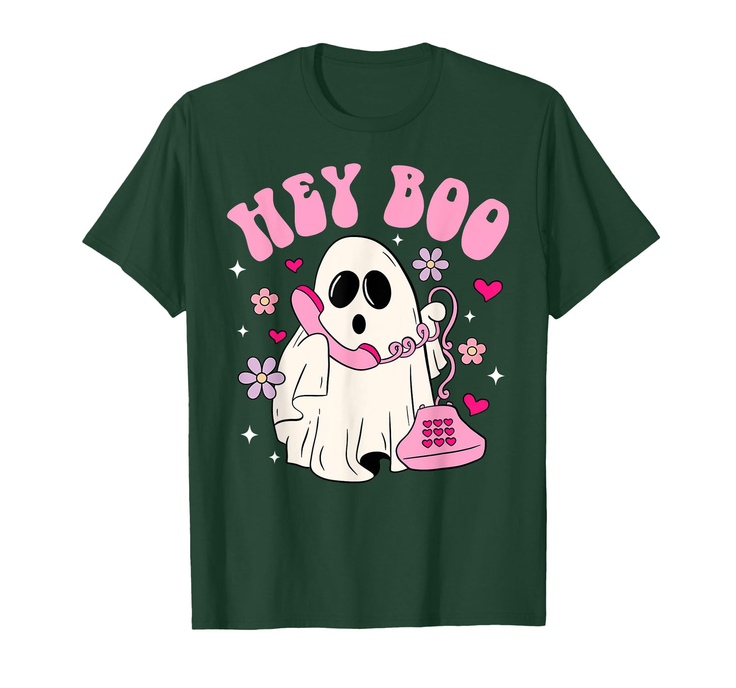 Groovy Hey Boo Cute Ghost Funny Halloween Women Kids Girls T-Shirt