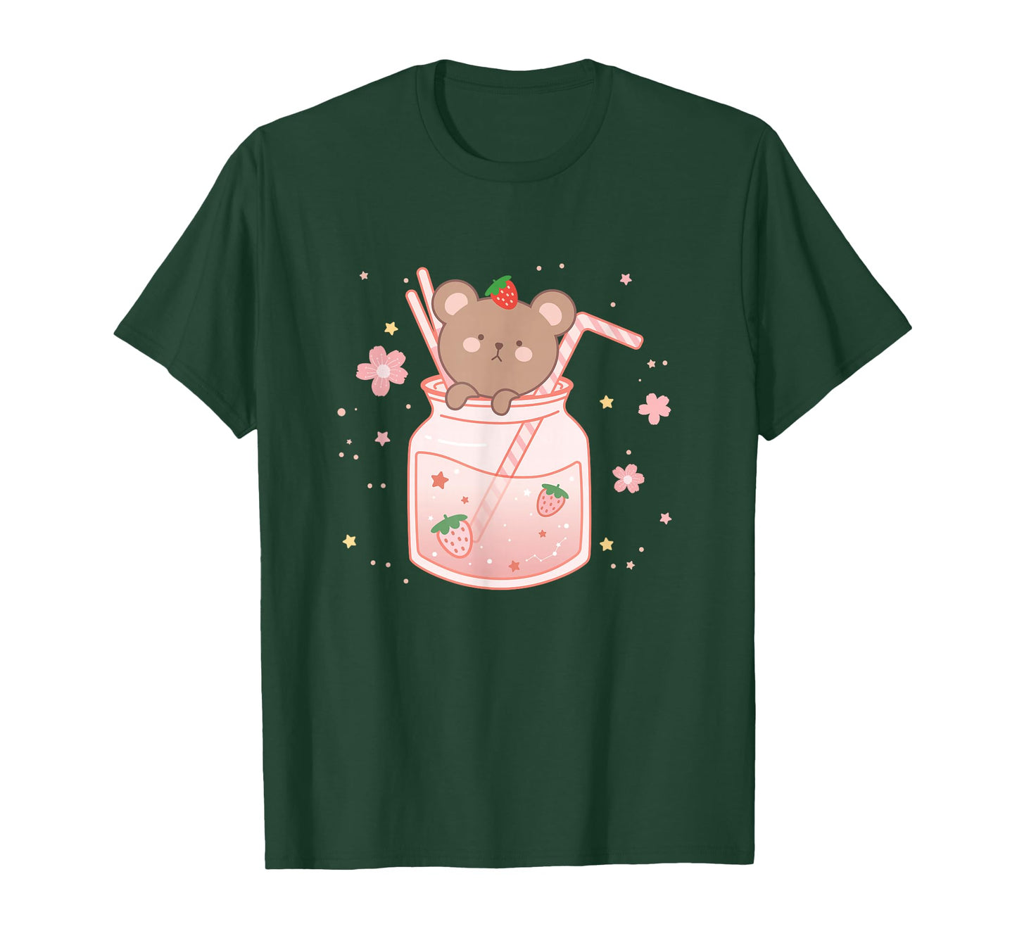 Funny Strawberry Bear Cute Kawaii Aesthetic T-Shirt