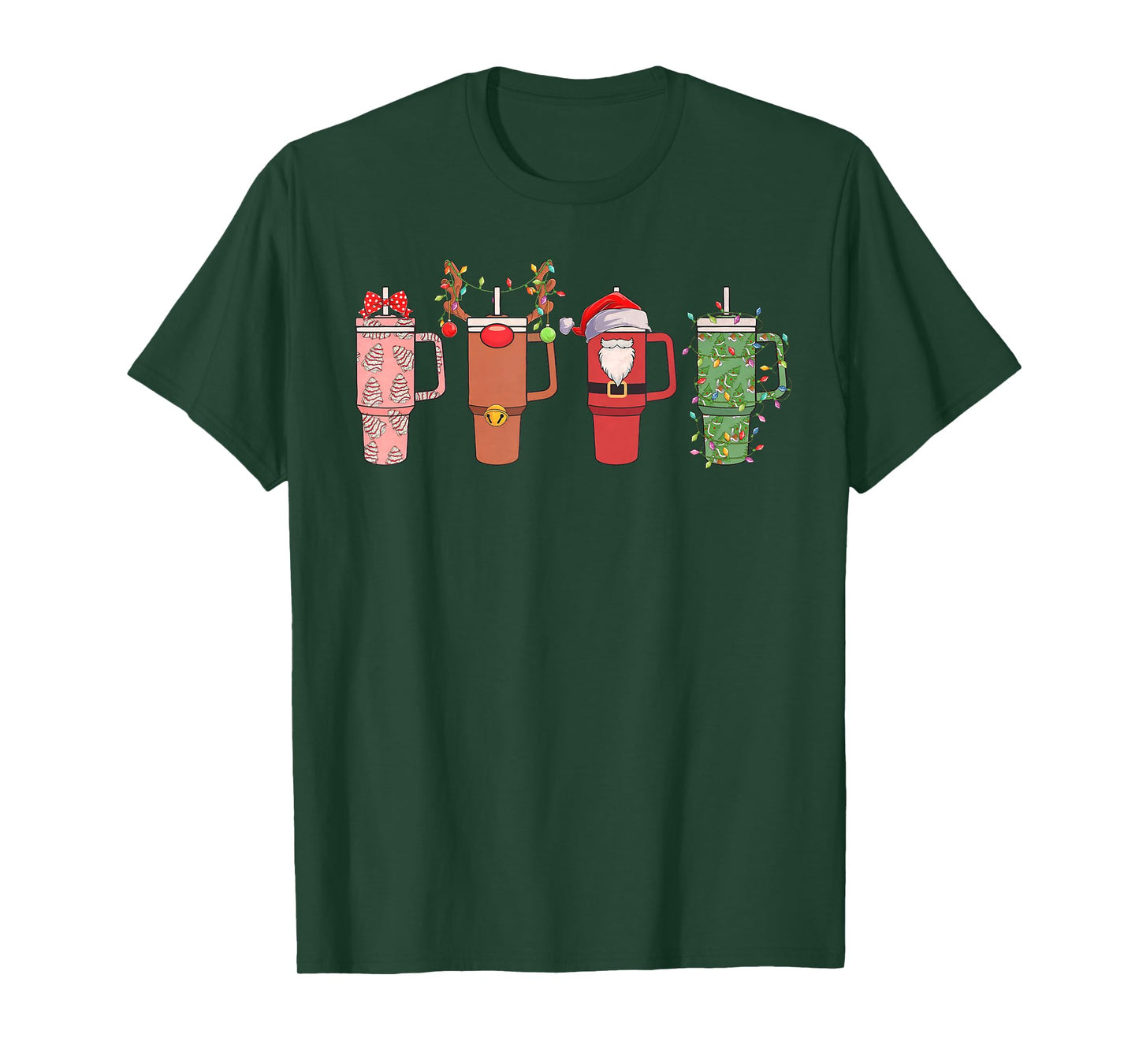 Santa Reindeer Stanley Tumbler Christmas Xmas Pajamas Funny T-Shirt