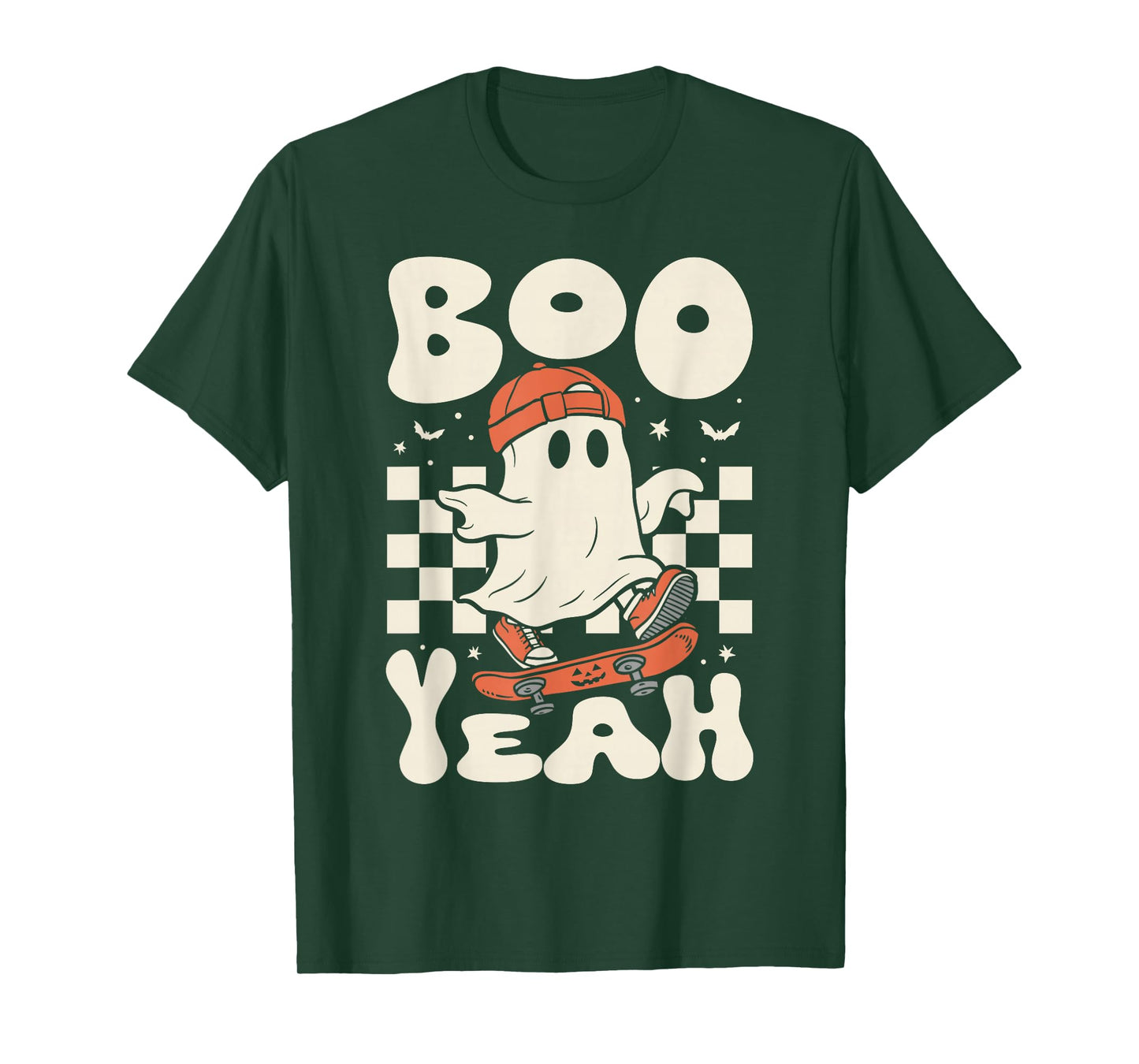 Boo Yeah Halloween Ghost Boys Retro Skateboard Toddler Kids T-Shirt
