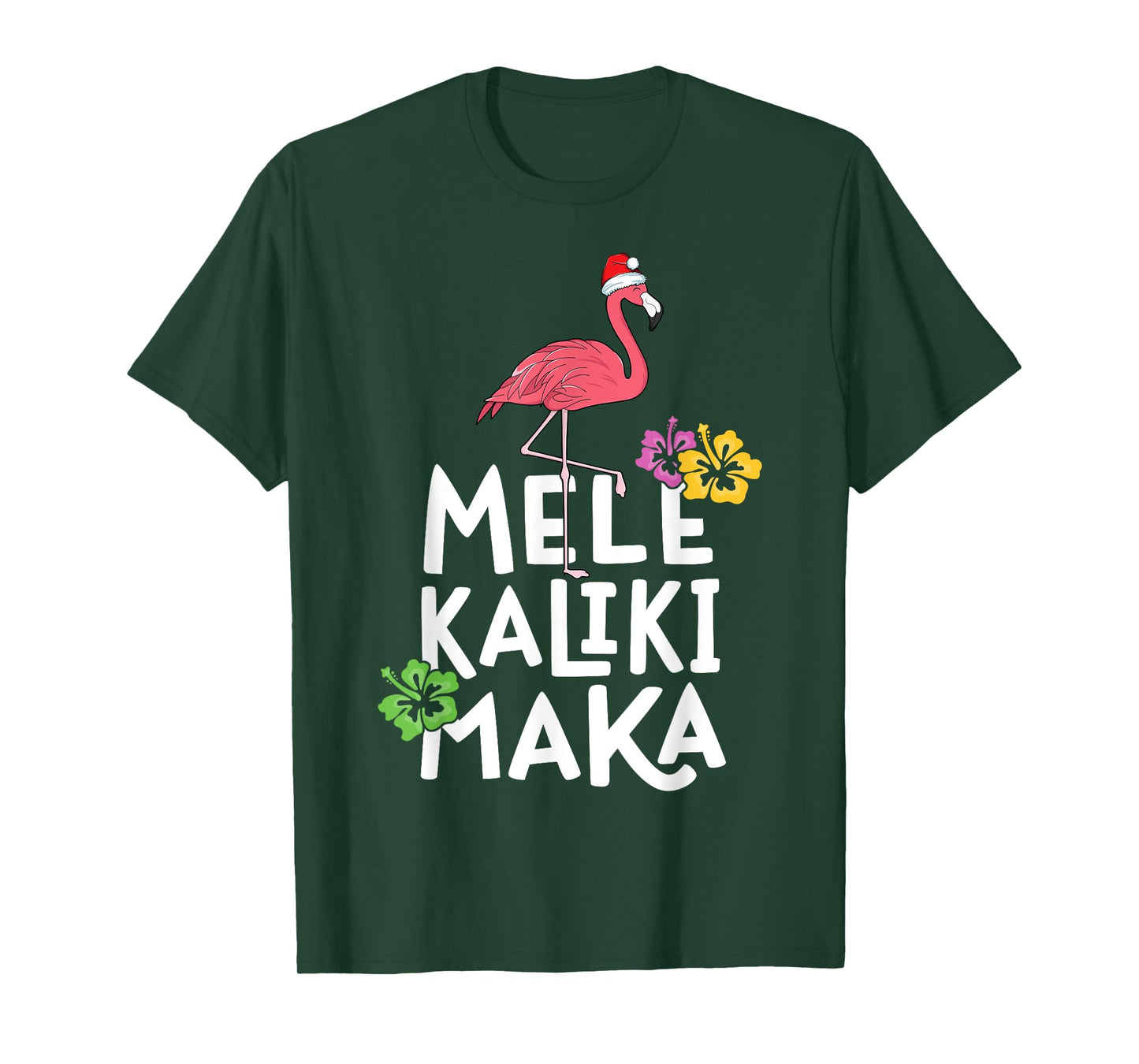 Mele Kalikimaka Flamingo Christmas Hawaiian Hawaii Women T-Shirt