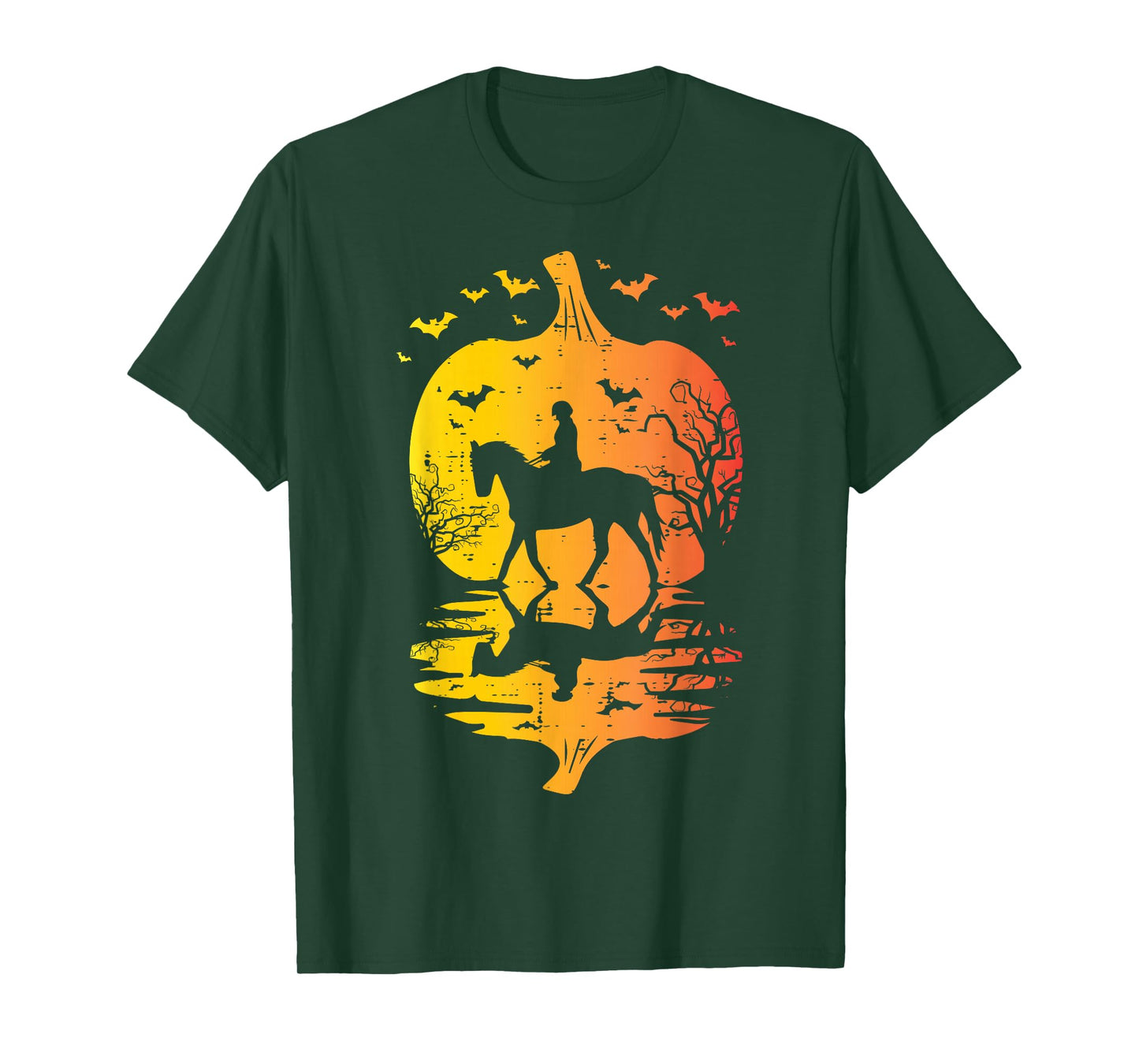 Halloween Horse Silhouette Pumpkin Vintage Costume Women Men T-Shirt