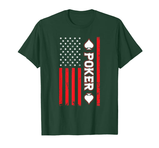 Funny Poker American Flag USA Casino Play Card Gambler Poker T-Shirt for Women Men