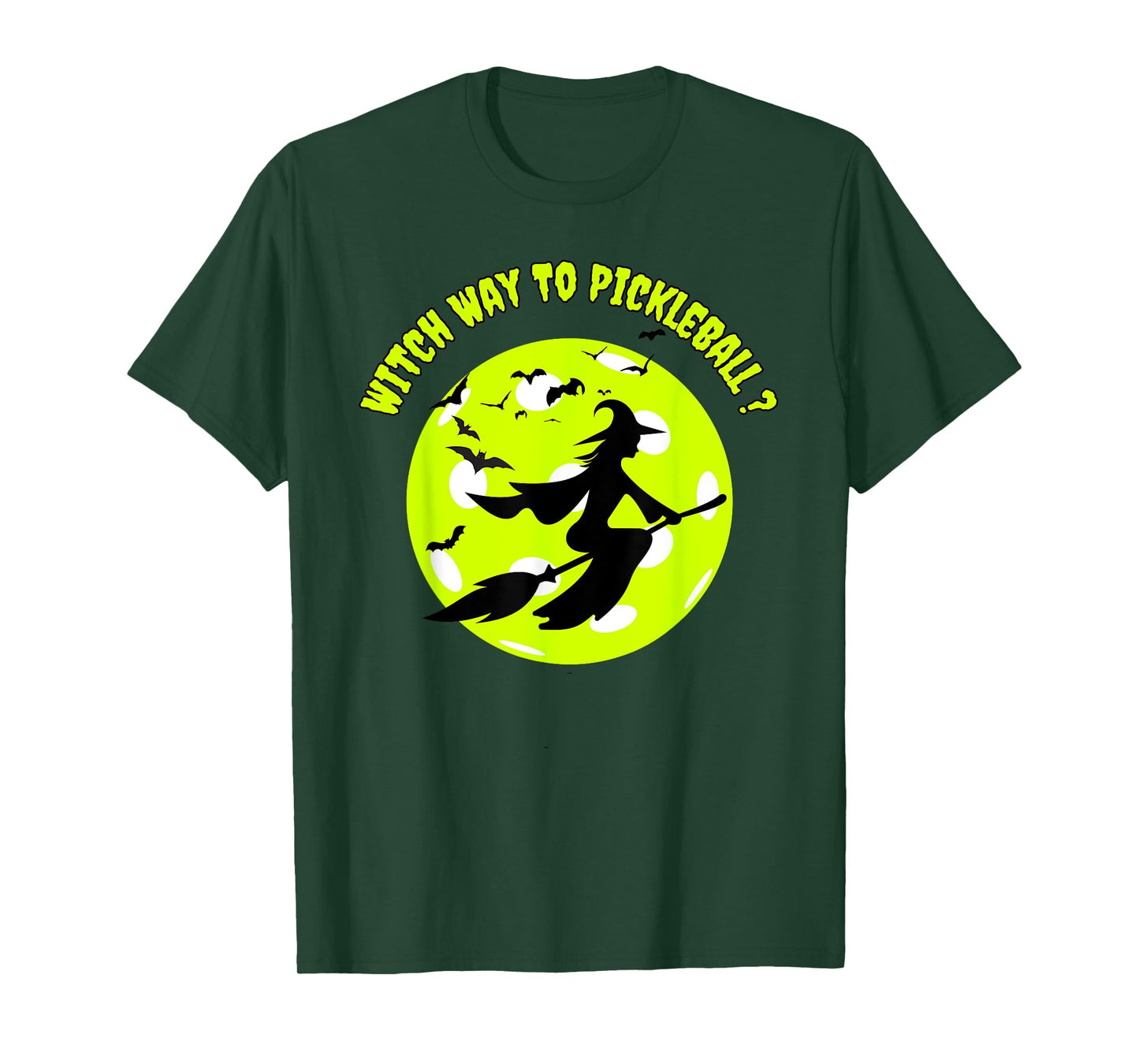 Pickleball Witch on Broom Pickleball Players Halloween Funny T-Shirt