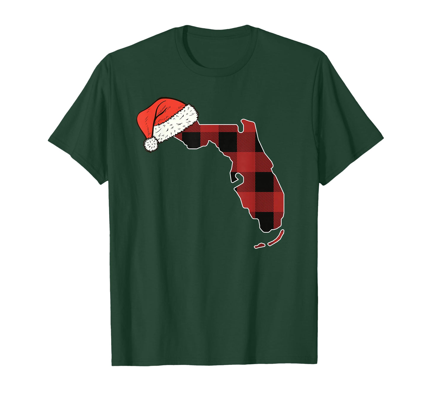 Florida Plaid Christmas Santa Hat Holiday Matching Design T-Shirt