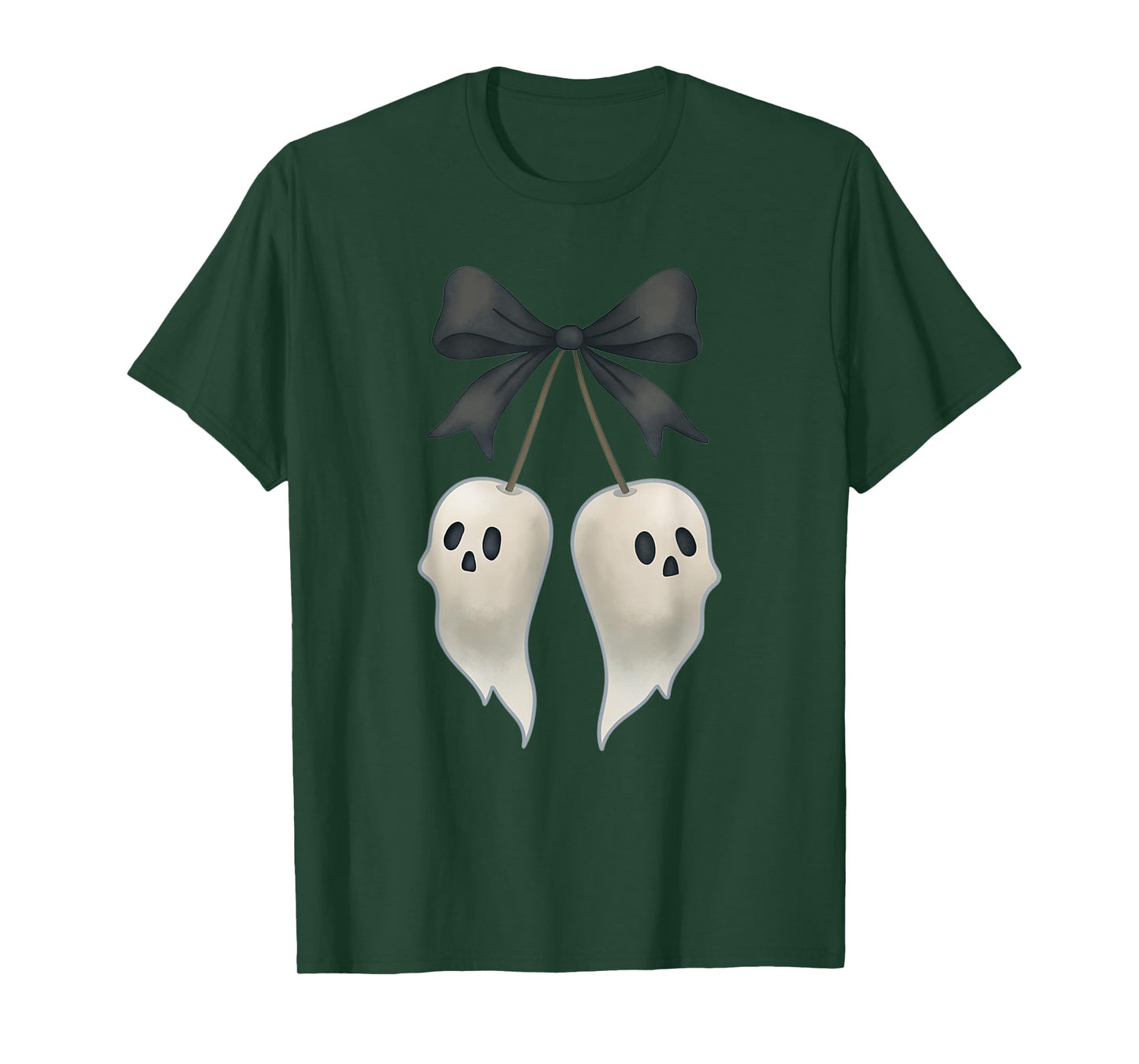 Scary Ghost Bow Coquette Cherry Skull Cherries Halloween T-Shirt