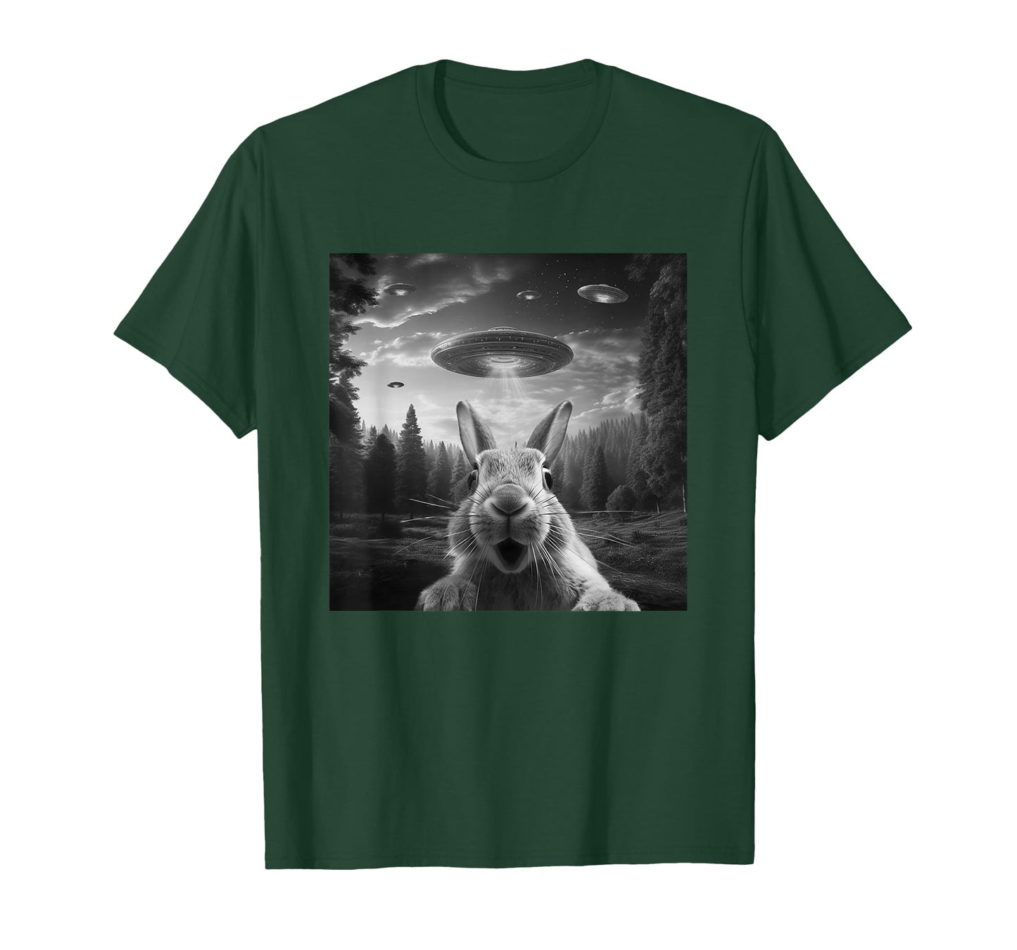 Alien UFO Selfie Bunny Spaceship Weirdcore Funny Rabbit T-Shirt