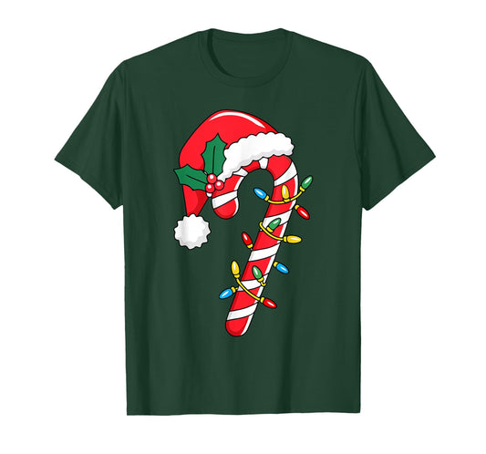 Christmas Candy Cane Santa Xmas Kids Toddler Youth Women Men T-Shirt