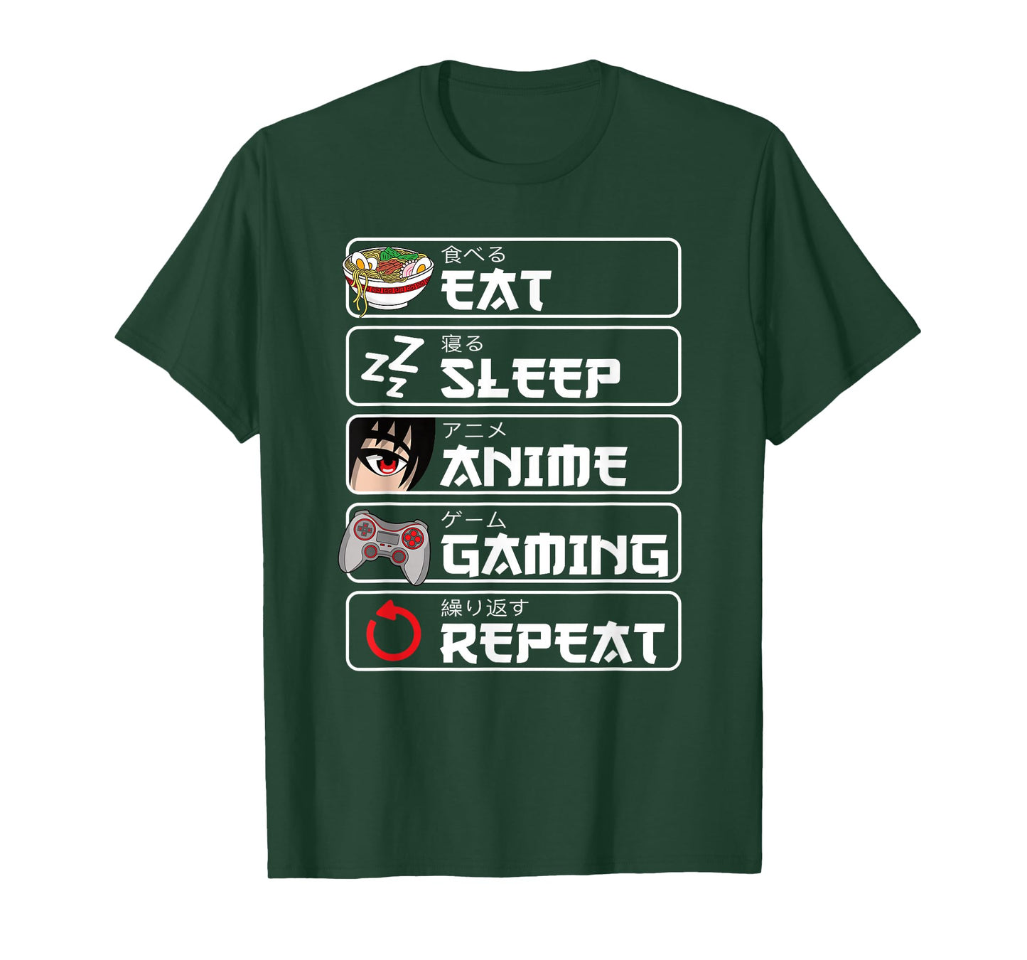 Eat Sleep Anime Gaming Repeat Anime Manga Otaku Men Boys T-Shirt