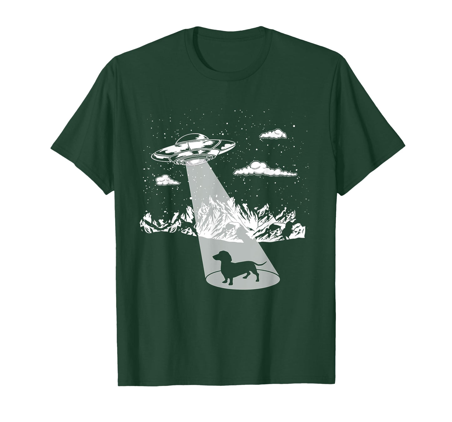 Funny Dachshund Ufo Designs Alien Abduction Dachshund T-Shirt for Dachshund Lovers, Unisex, Black, Short Sleeve, Small