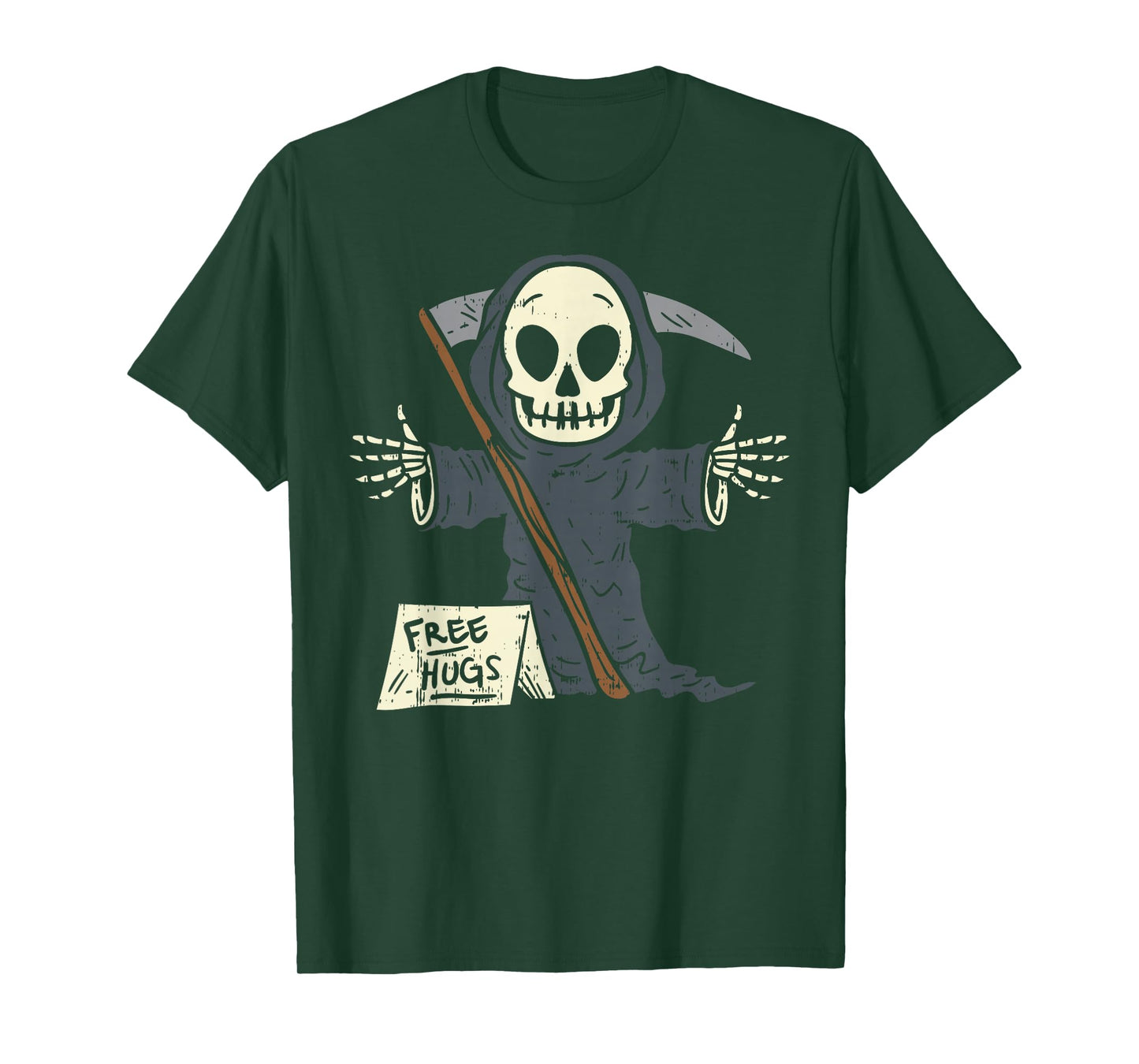 Free Hugs Grim Reaper Funny Pun Scary Halloween Costume Boys T-Shirt