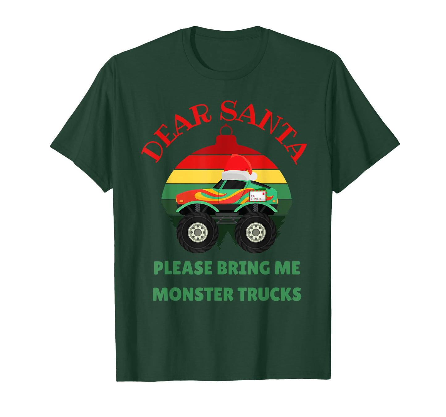 Loves Monster Trucks Christmas Pajama Kids Toddler Baby 5T T-Shirt