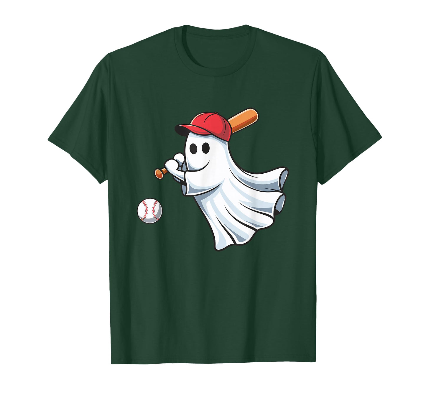 Ghost Playing Baseball Halloween Costume for Boys Kids T-Shirt