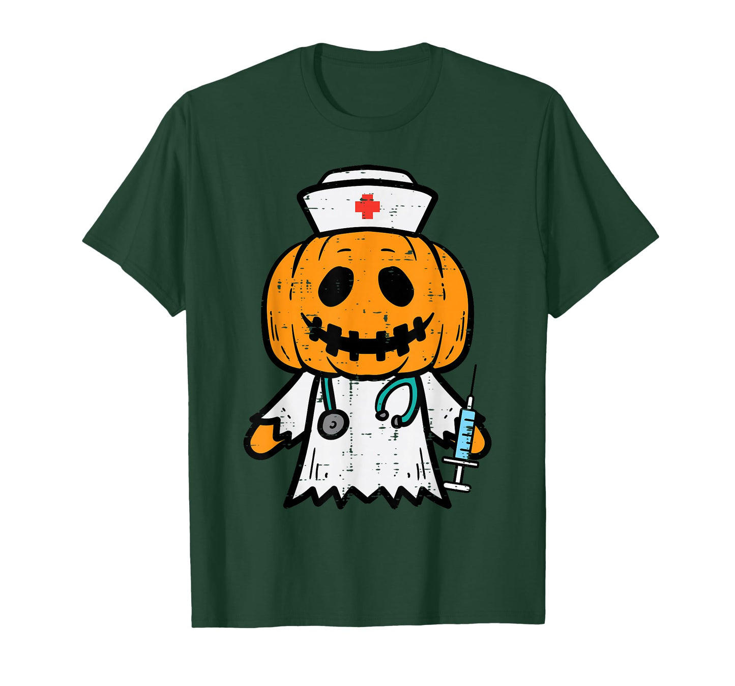 Halloween Pumpkin Nurse Cute ER Nicu Costume Scrub Top Women T-Shirt