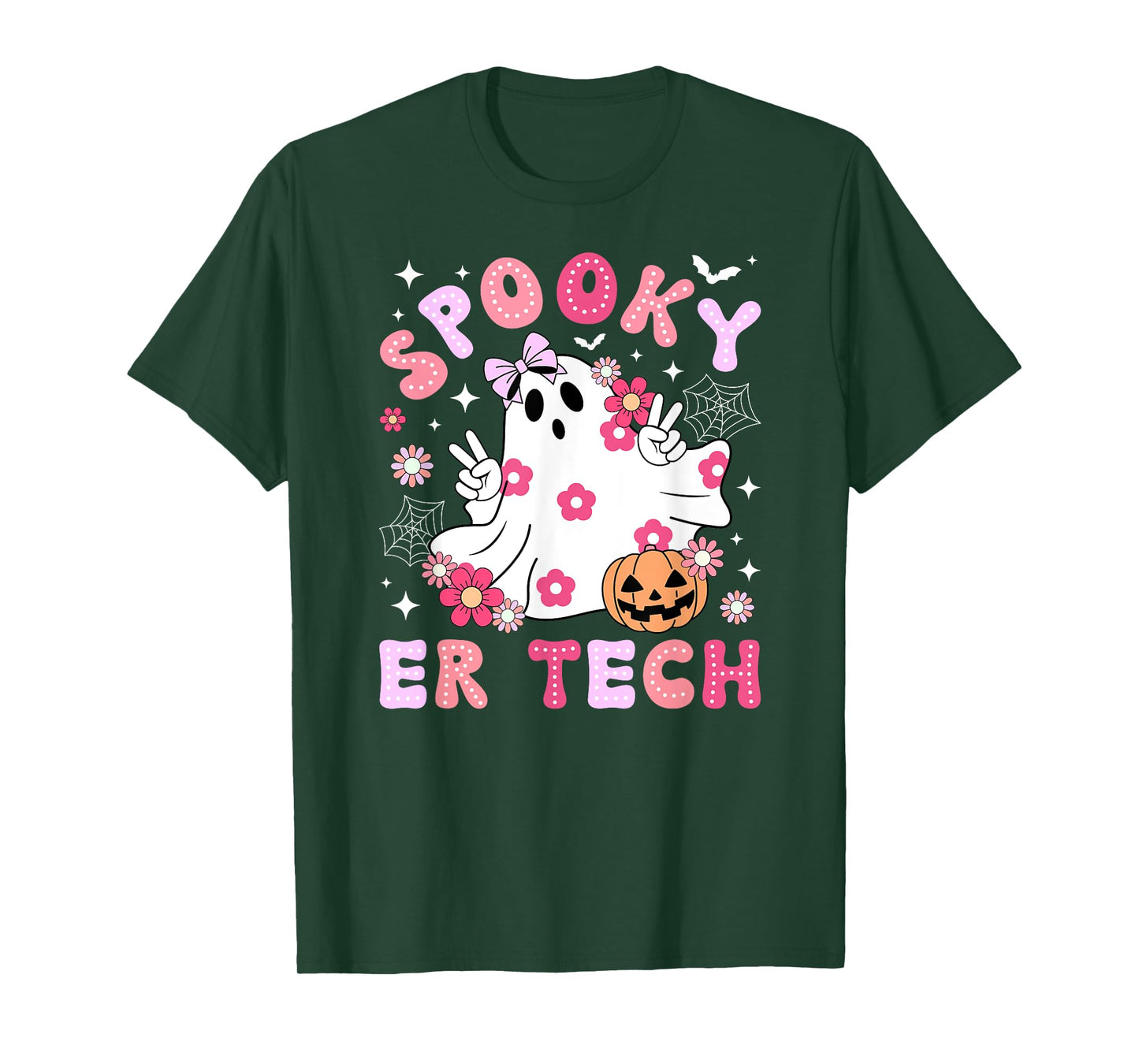 Spooky ER Tech Halloween Emergency Room Tech Groovy T-Shirt