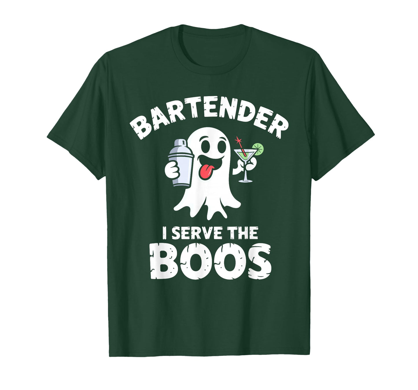 Funny Halloween Bartender I Serve The Boos Ghost Costume T-Shirt