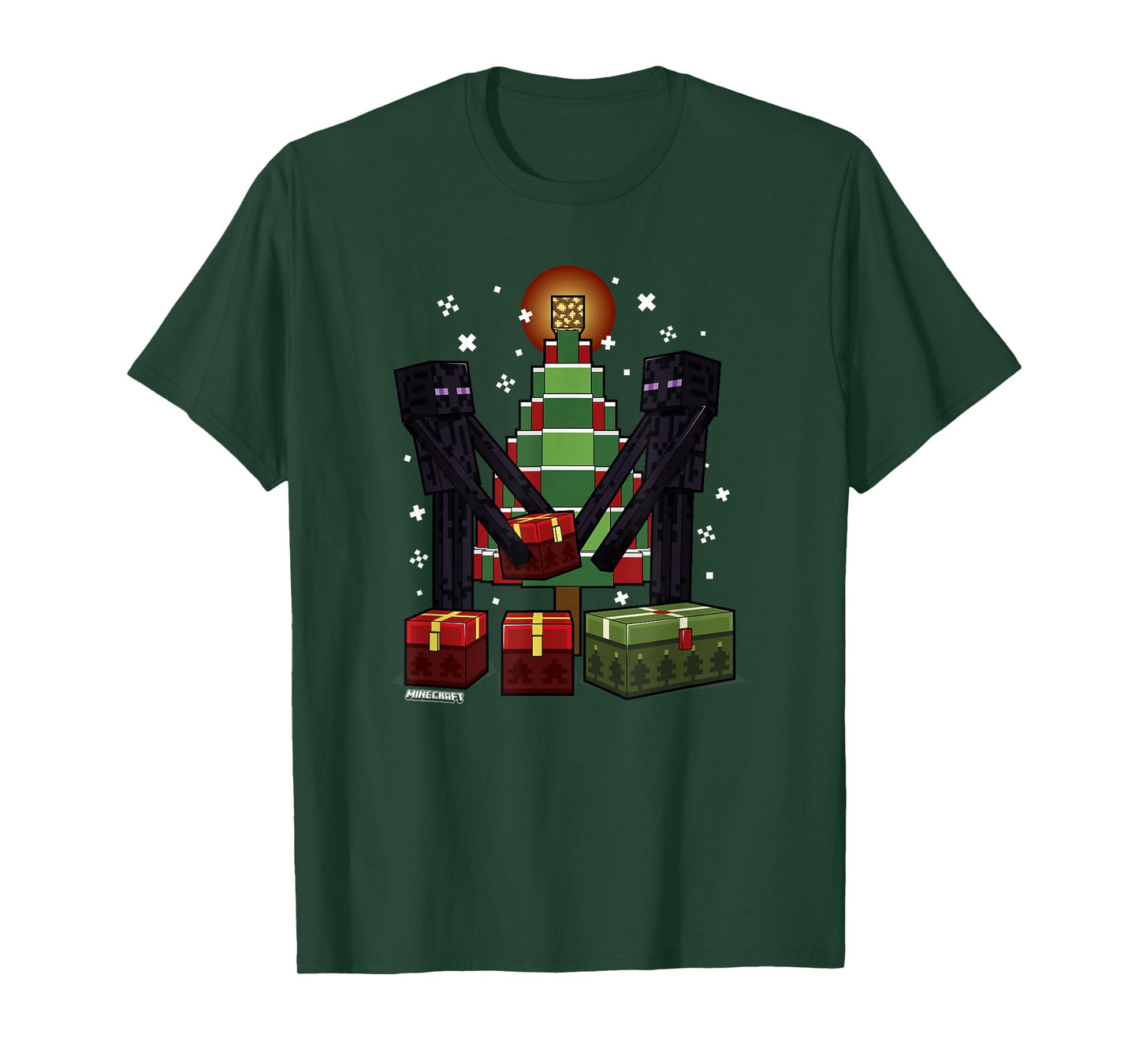 Minecraft Christmas Enderman Gift T-Shirt, Unisex-Adult, Blue, Small, Short Sleeve