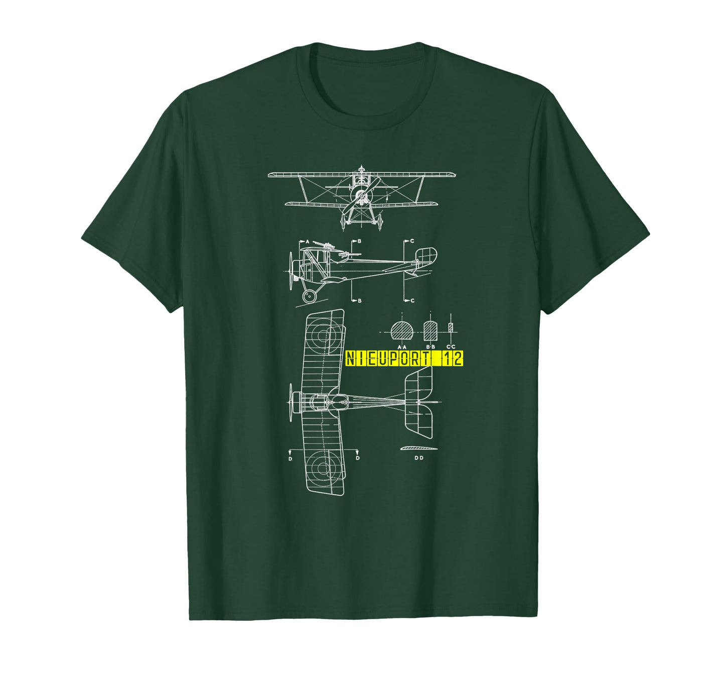 Nieuport 12 WW1 Aircraft Blueprint T-Shirt