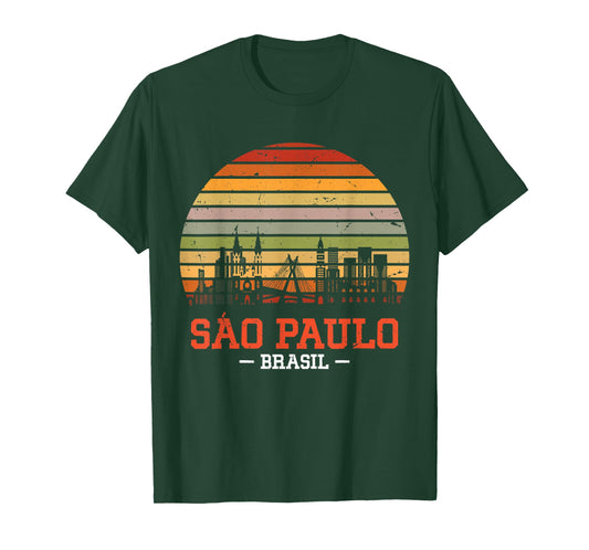 Sao Paulo Brasil Retro Vintage Sunset Skyline Sao Paulo T-Shirt