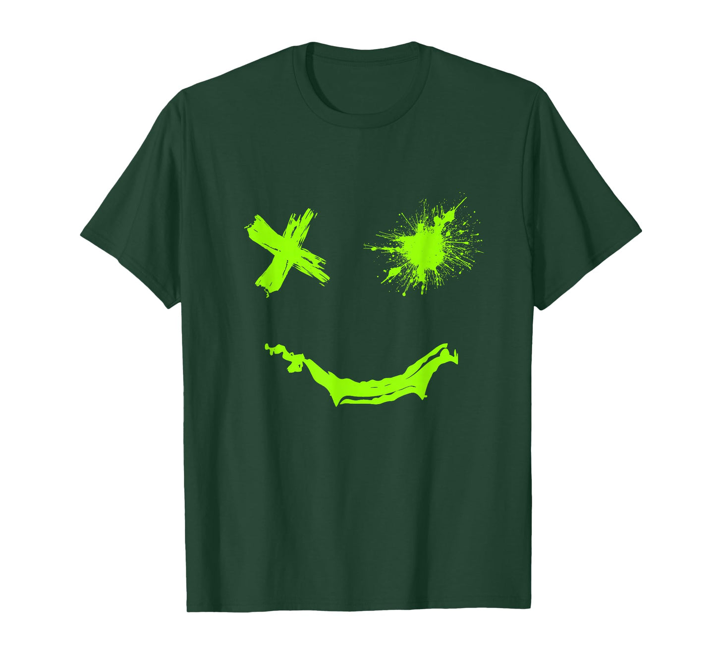Green Grunge Smile Green Color Graphic T-Shirt