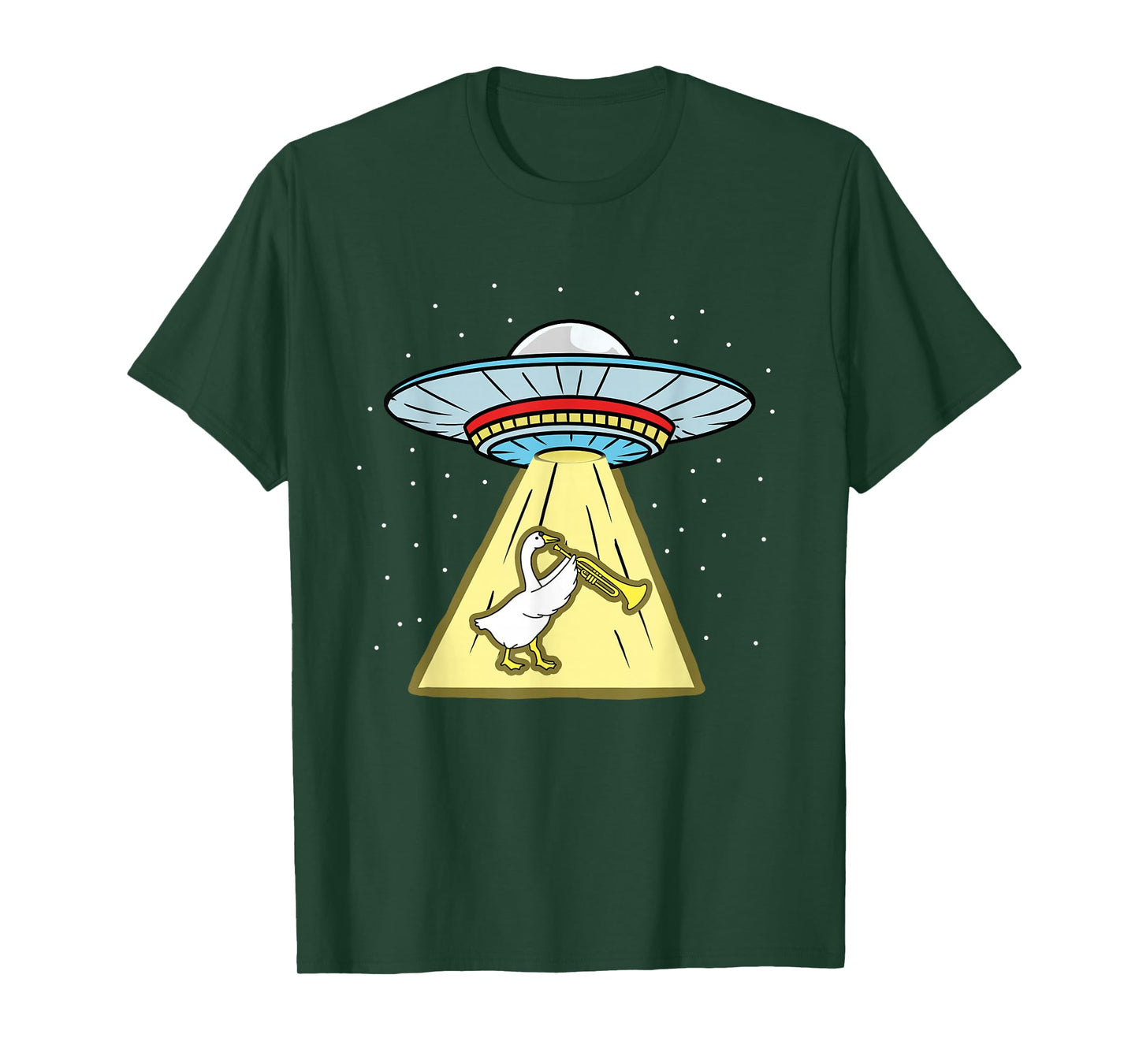 Duck Playing Trumpet Ufo Abduction T-Shirt