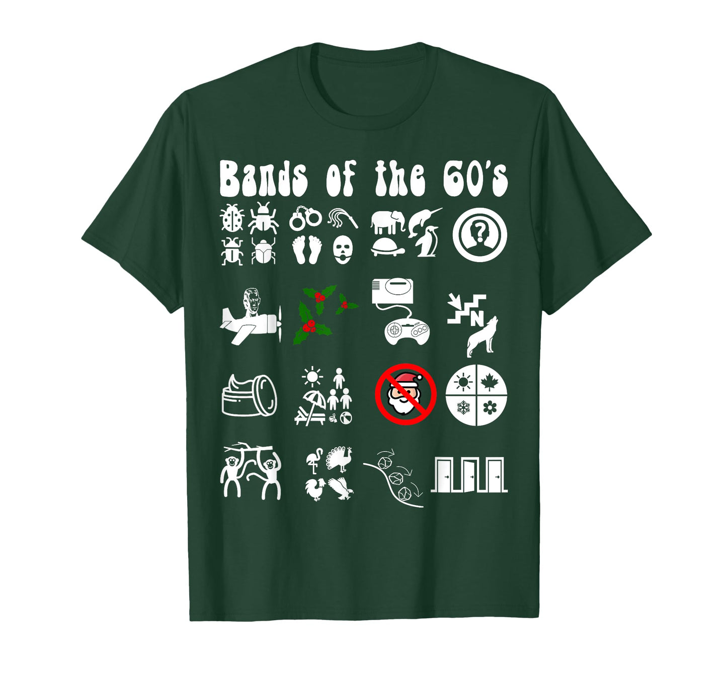 Funny Nerdy Iconic Pop Rock Bands of the 60s White T-Shirt