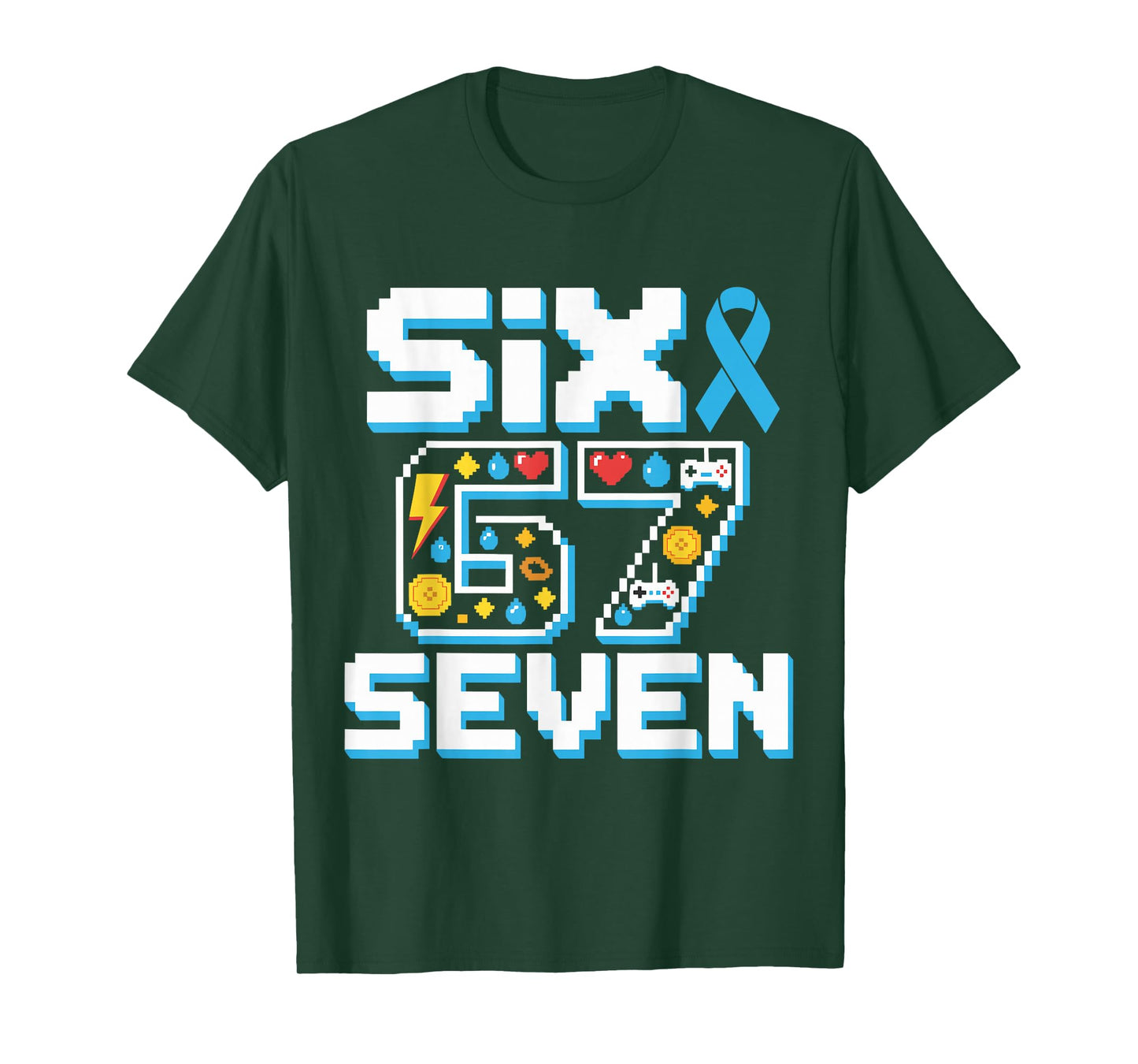 Six Seven Gamer Diabetes Awareness T1D Warrior Retro Pixel T-Shirt