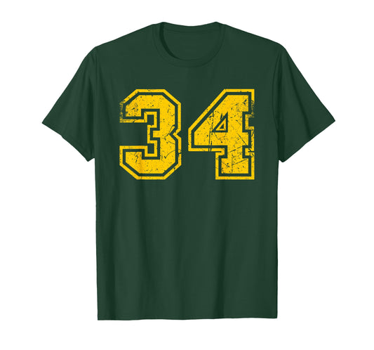 Vintage #34 Sport Yellow Uni Number T-Shirt