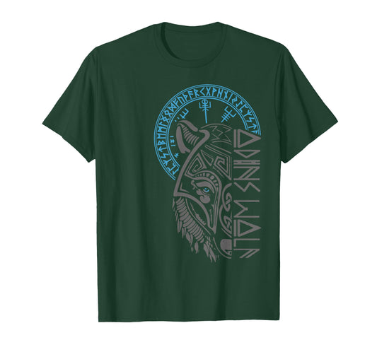 Odin's Wolf Mask Runes Norse Compass Valhalla Vikings T-Shirt