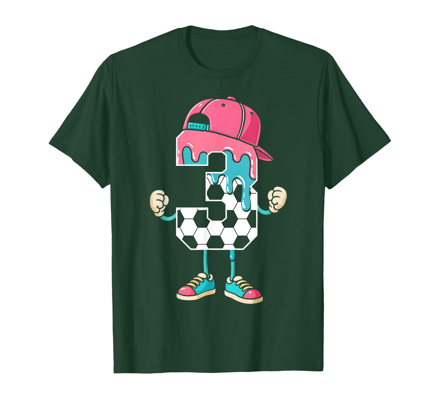 Soccer 3 Year Old Ice Cream Drip Youth 3rd Birthday Boy 3 T-Shirt